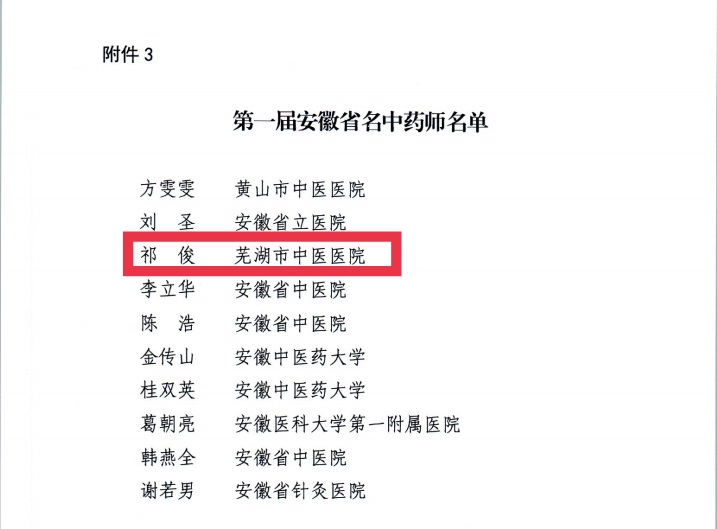 【喜報(bào)】蕪湖市中醫(yī)醫(yī)院多人獲評第二屆安徽省國醫(yī)名師、第三屆安徽省名中醫(yī)、第一屆安徽省名中藥師(圖6)